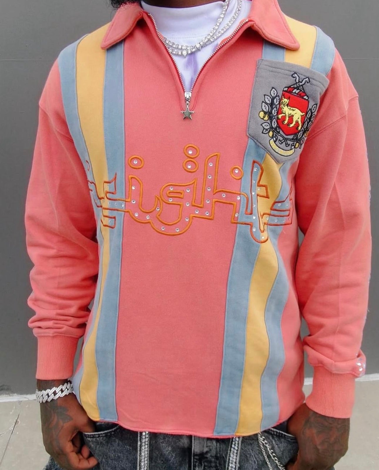 "Pink" Rhinestone Quarter Zip