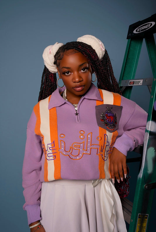 "Purple" Rhinestone Quarter Zip