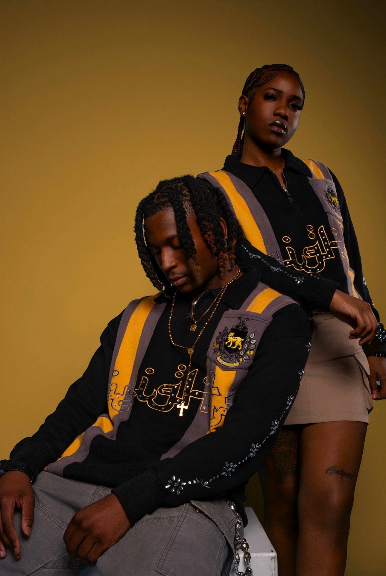 "Black" Rhinestone Quarter Zip